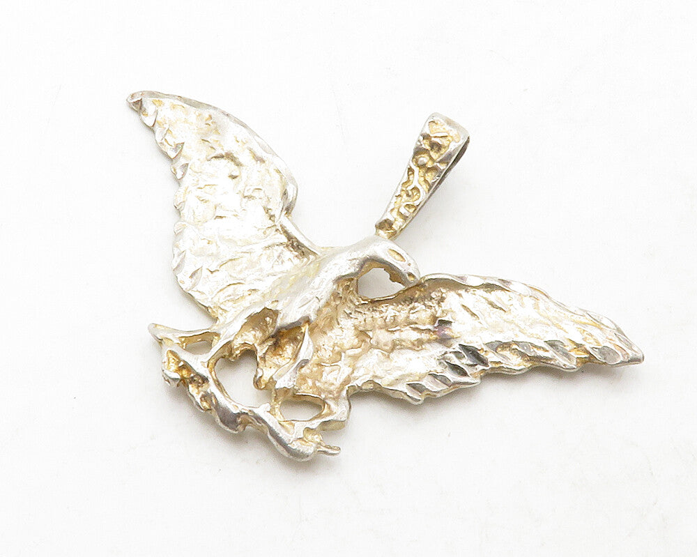 925 Sterling Silver  Vintage Sculpted Eagle Spread Wings Pendant  PT10303