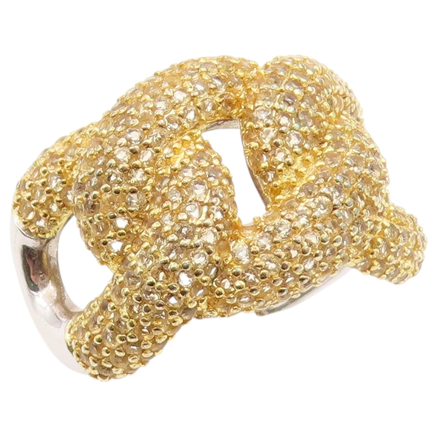 925 Sterling Silver Vintage Ring CZ Pave Interlocking Loop Band  Sz 10  RG36520