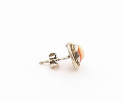 925 Sterling Silver Vintage Earrings Minimalist Mini Cameo Studs  EG13555