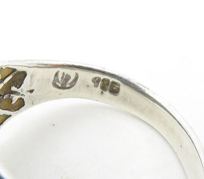 925 Sterling Silver  Vintage Inlaid Black Onyx Swirl Band Ring Sz 6  RG15742