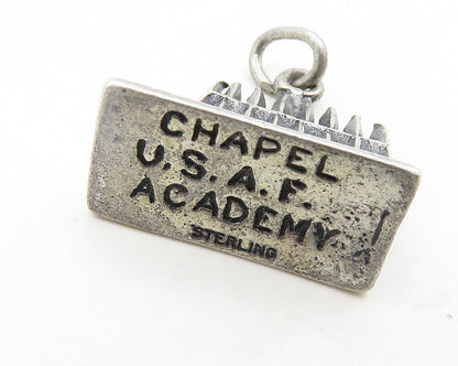 925 Sterling Silver  Vintage Oxidized Chapel U.S.A.F Academy Pendant  PT15242
