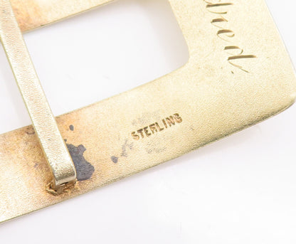 925 Sterling Silver Vintage Cloth Pin 1913 Antique Gold Plated Carved  TR3761