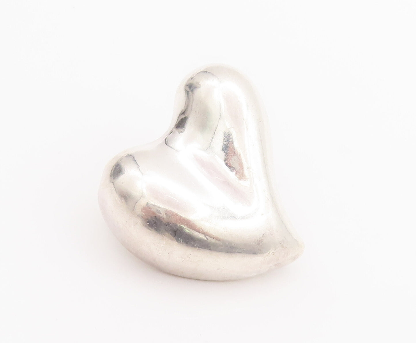 925 Sterling Silver Vintage Earrings Designer Large Puffed Love Heart  EG12858