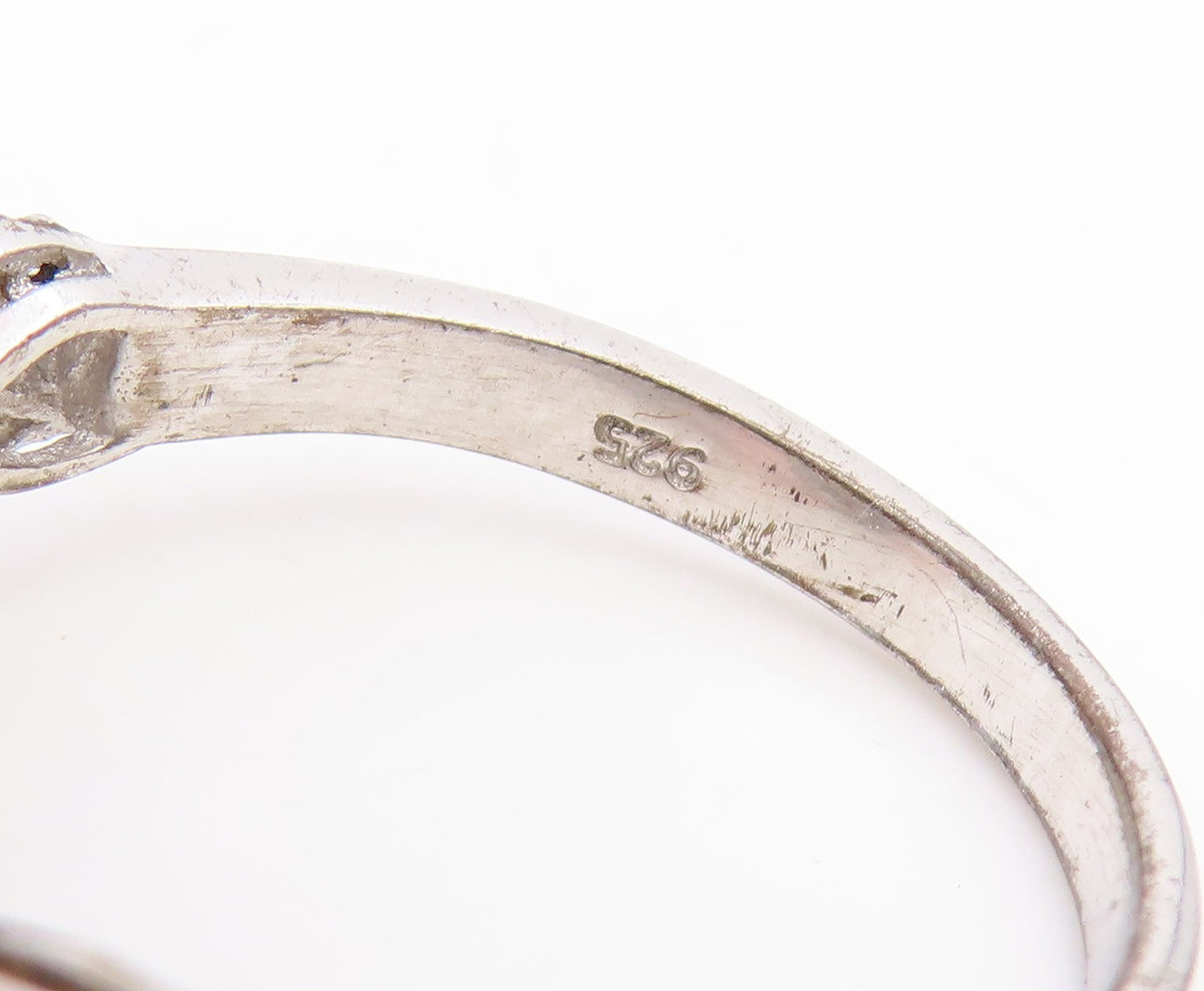 925 Sterling Silver Vintage Ring Oval Moonstone & CZ Elegant Band  Sz 9  RG35200
