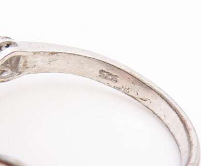 925 Sterling Silver Vintage Ring Oval Moonstone & CZ Elegant Band  Sz 9  RG35200