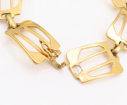 925 Sterling Silver Vintage Bracelet Gold Plated Cutout Designer   BT10645