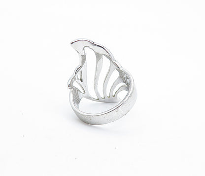 925 Sterling Silver  Shiny Polished Cutout Design Band Ring Sz 7.5  RG6774