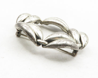 925 Sterling Silver  Vintage Shiny Round Linked Design Brooch Pin  BP4569