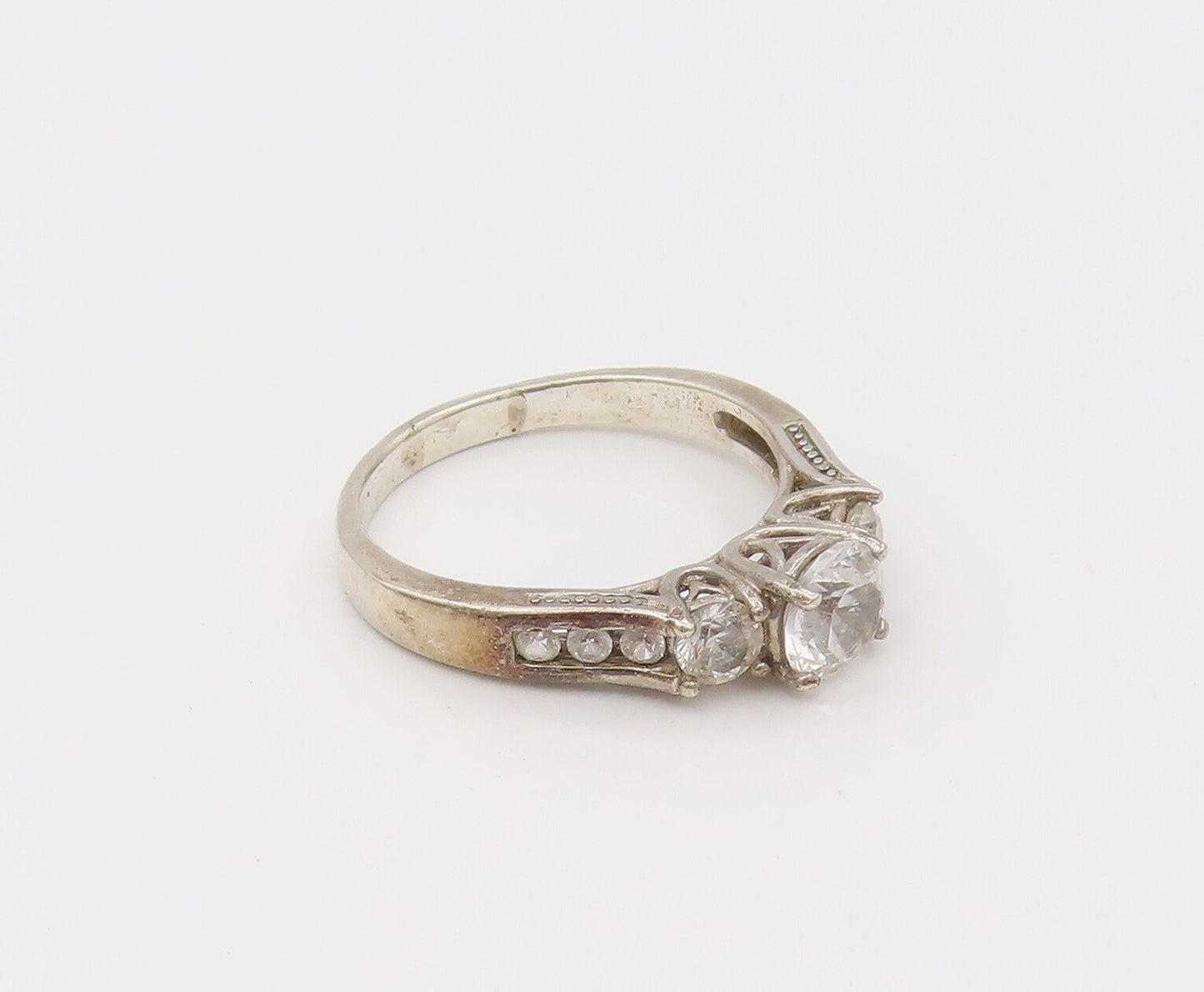 925 Sterling Silver  Vintage Princess Cut CZ Wedding Ring Sz 10.25  RG26637