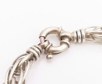 925 Sterling Silver Vintage Necklace SUARTI BALI Intertwined Foxtail Link NE4877