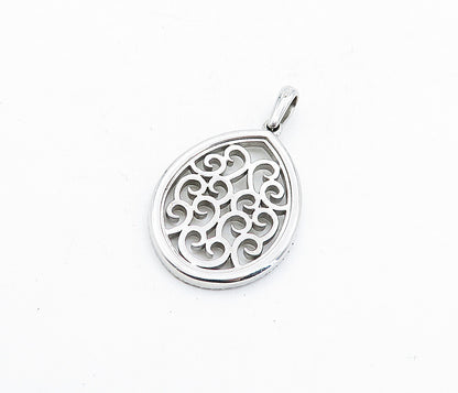 925 Sterling Silver  Vintage Shiny Cubic Zirconia Open Swirl Pendant  PT3686