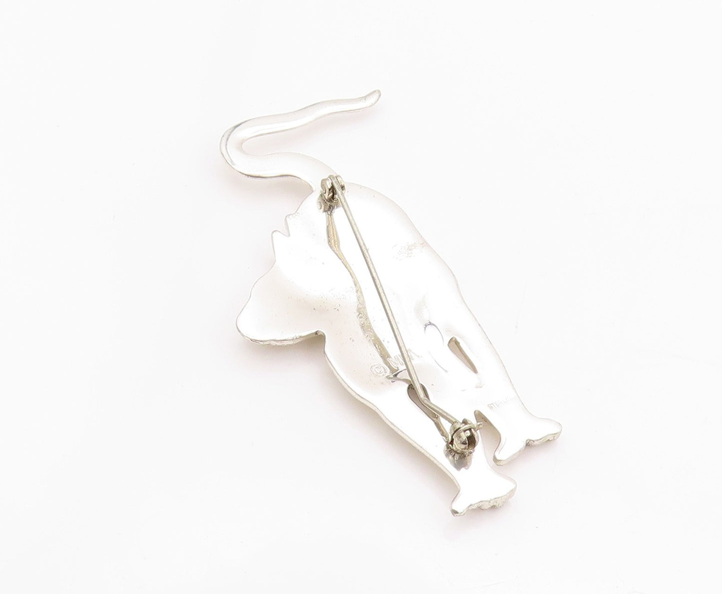 925 Sterling Silver Vintage Brooch MFA Solid Walking Cat Cutout  BP11573