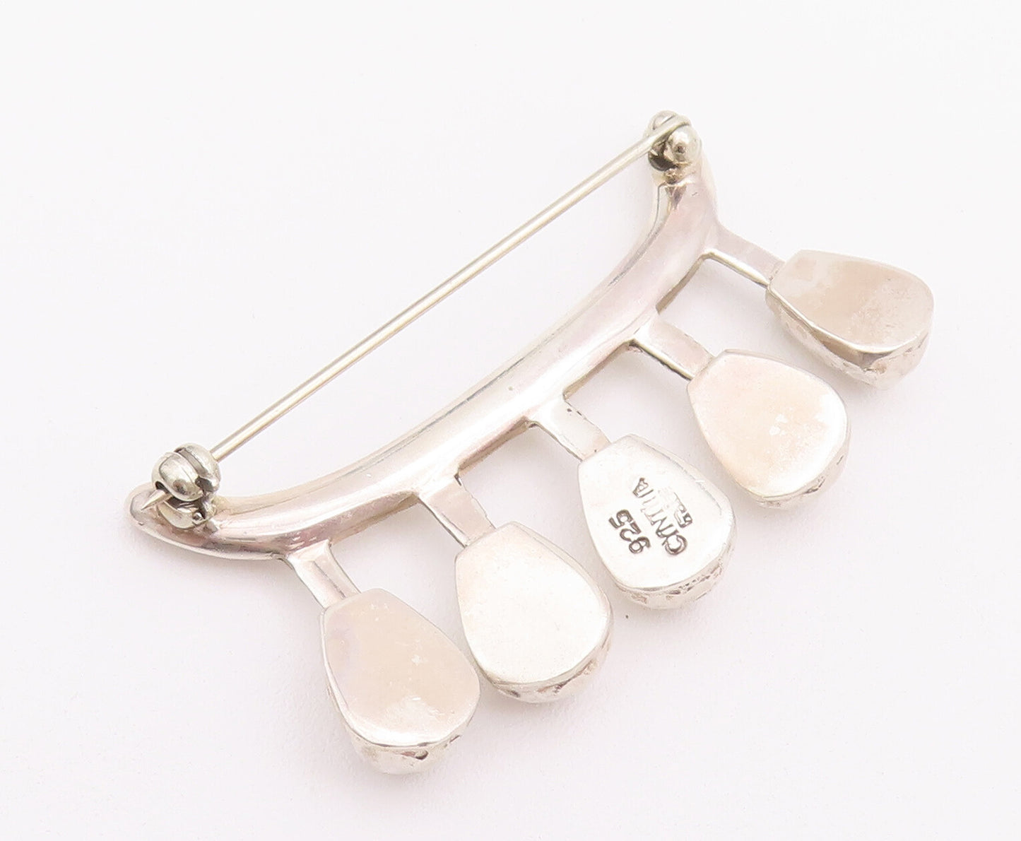 925 Sterling Silver Vintage Brooch Pin CYNTHIA GALE Designer Dented Drop BP10747