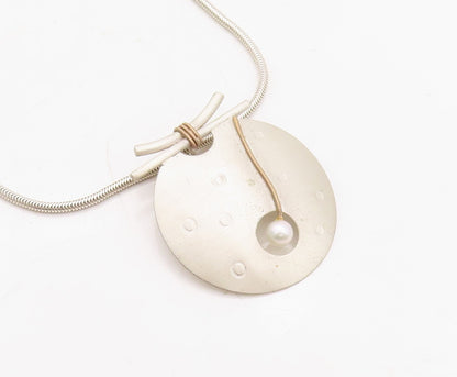 925 Sterling Silver Vintage Necklace Minimalist Round Beaded Pearl  NE4315