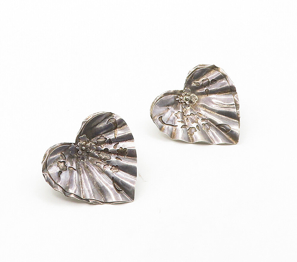 DONNA DALE 925 Silver  Vintage Dark Tone Love Heart Drop Earrings  EG8181