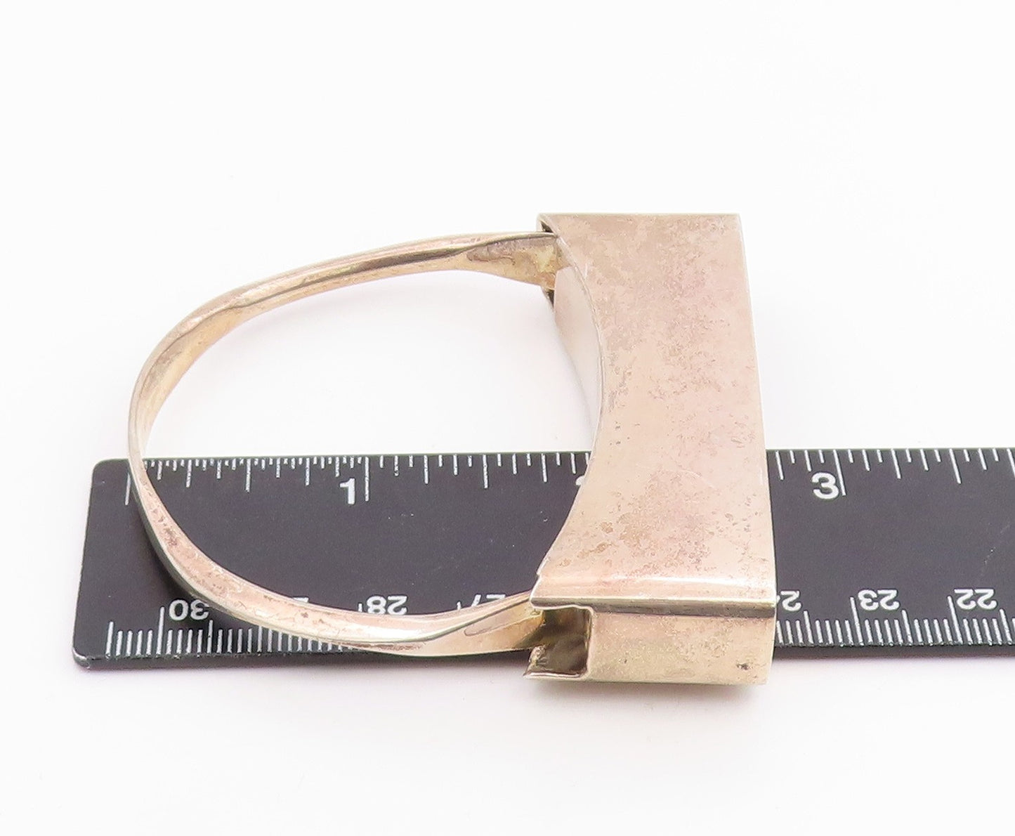 925 Sterling Silver Vintage Bracelet POLAND Amber Geometric Bar Bangle  BT11972
