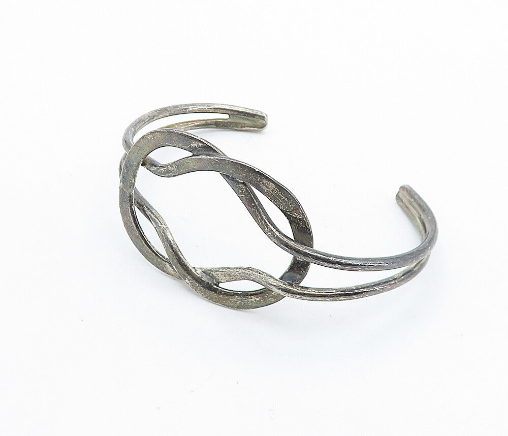 MEXICO 925 Sterling Silver  Vintage Dark Tone Split Shank Cuff Bracelet BT2048
