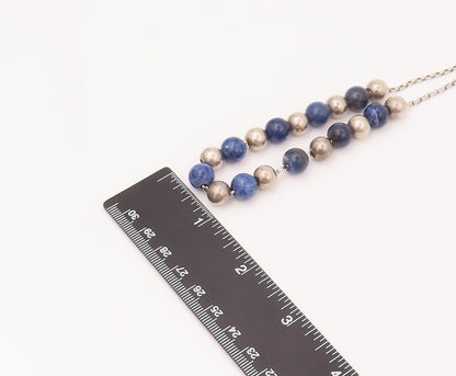 ATHOC 925 Sterling Silver  Vintage Greek Blue Gemstone Beaded Bracelet  TR3505