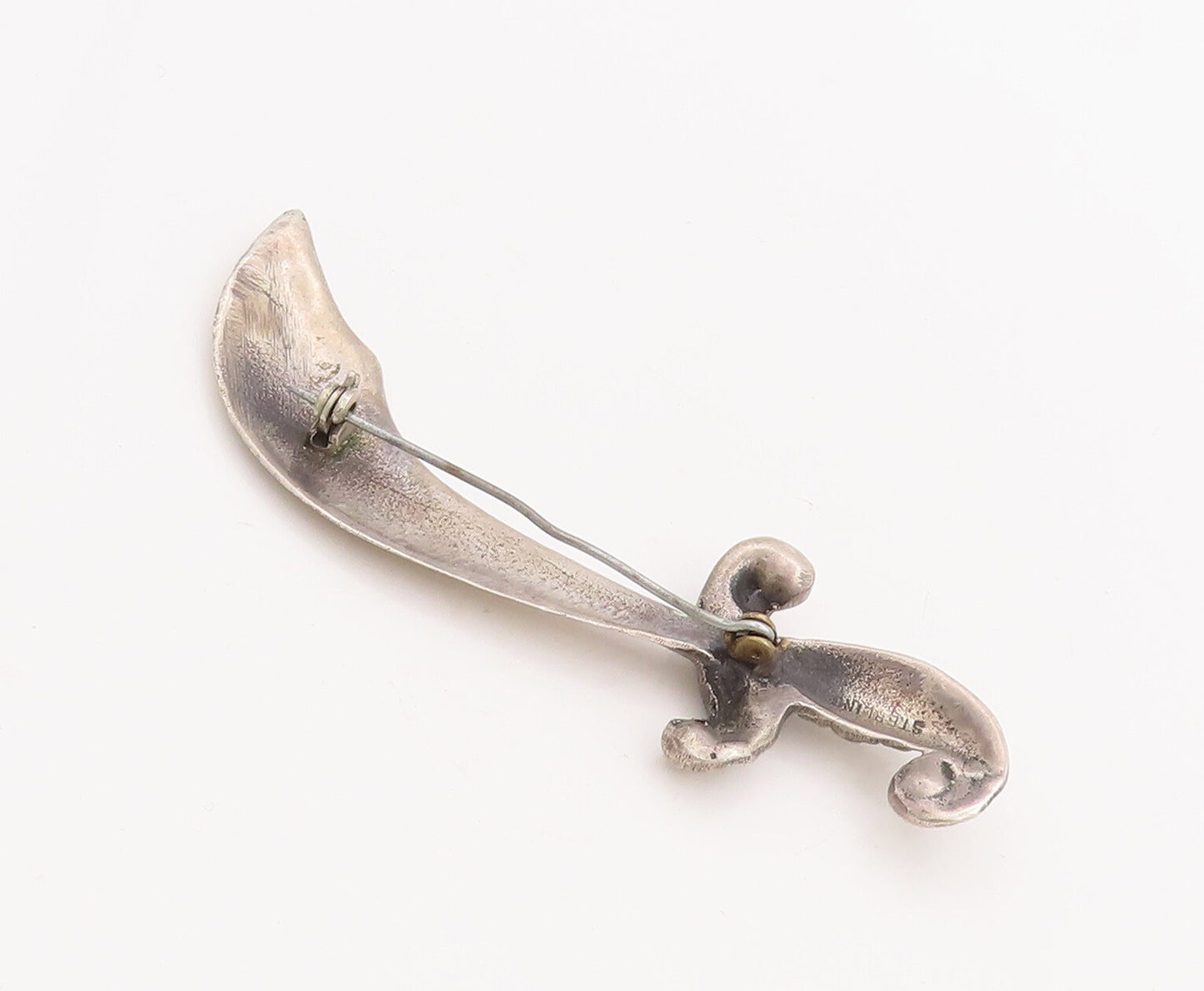 925 Sterling Silver Vintage Brooch Pin Solid Cutout Beaded Sward  BP11096