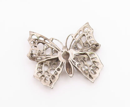 925 Sterling Silver  Vintage Antique Heavy Butterfly Motif Brooch Pin  BP8660