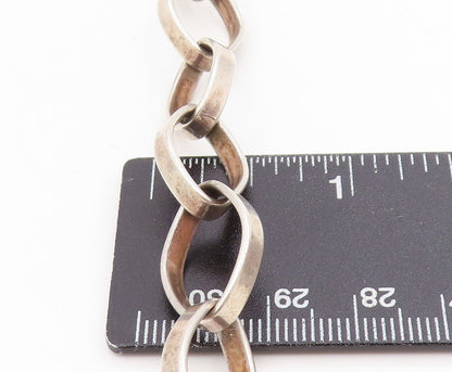 925 Sterling Silver Vintage Bracelet Chunky Interlocking Open Oval Link BT11724