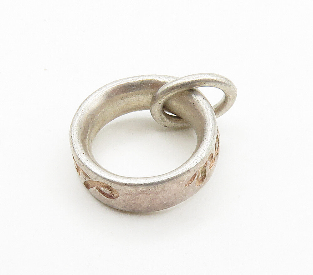 925 Sterling Silver  Vintage Petite Love Etched Open Circle Pendant  PT12127