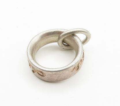 925 Sterling Silver  Vintage Petite Love Etched Open Circle Pendant  PT12127
