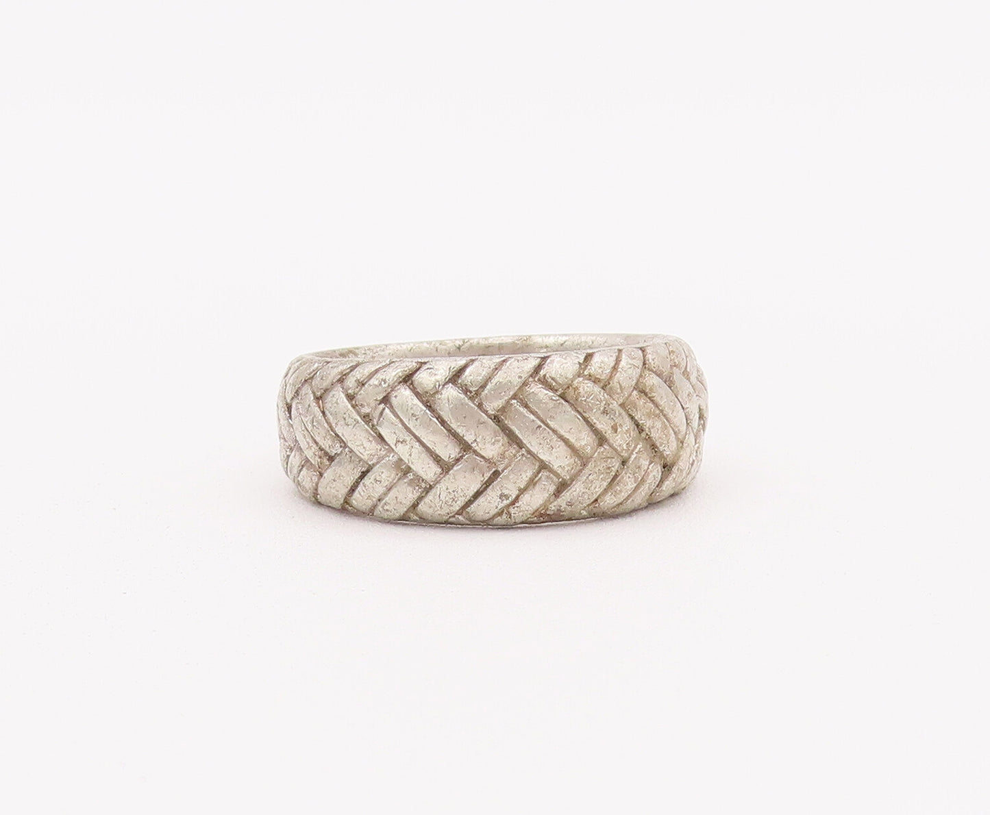 925 Sterling Silver Vintage Ring Solid Carved Woven Threads  Sz 10  RG28049