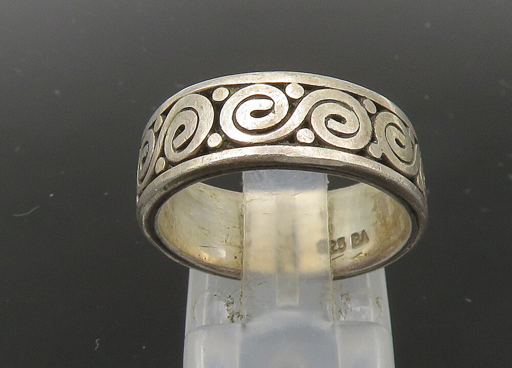 BALI 925 Sterling Silver  Vintage Swirl Pattern Band Ring Sz 7  RG22767