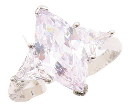 925 Sterling Silver Vintage Ring Marquise & Triangle Cut Topaz  Sz 7  RG29936