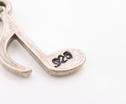 925 Sterling Silver  Vintage Shiny Petite Music Note Motif Pendant  PT19022