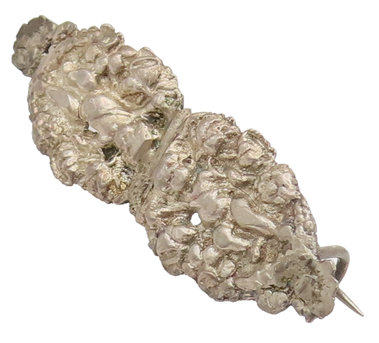 925 Sterling Silver  Vintage Carved Two Baby Angels Motif Brooch Pin  BP10153