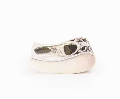 925 Sterling Silver Vintage Ring Modernist Open Scroll Bar Band  Sz 7  RG35497