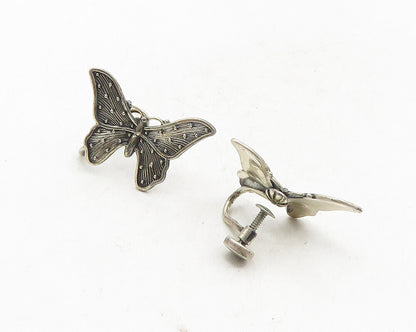 BEAU 925 Sterling Silver   Vintage Butterfly Motif Non Pierce Earrings  EG5081
