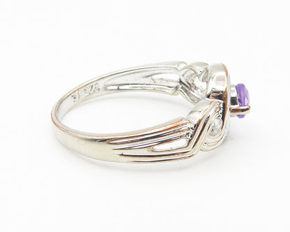 925 Sterling Silver  Shiny Petite Amethyst Infinity Band Ring Sz 7  RG10847