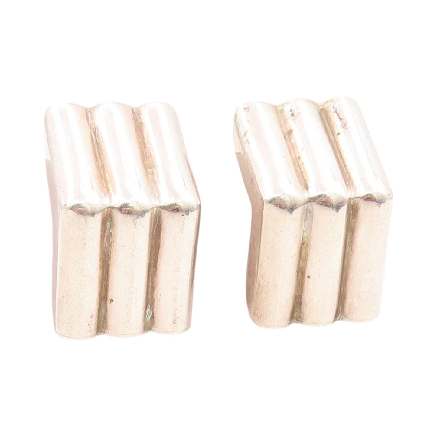 925 Sterling Silver Vintage Earrings TIFFANY & CO. Carved V Shape  EG13331
