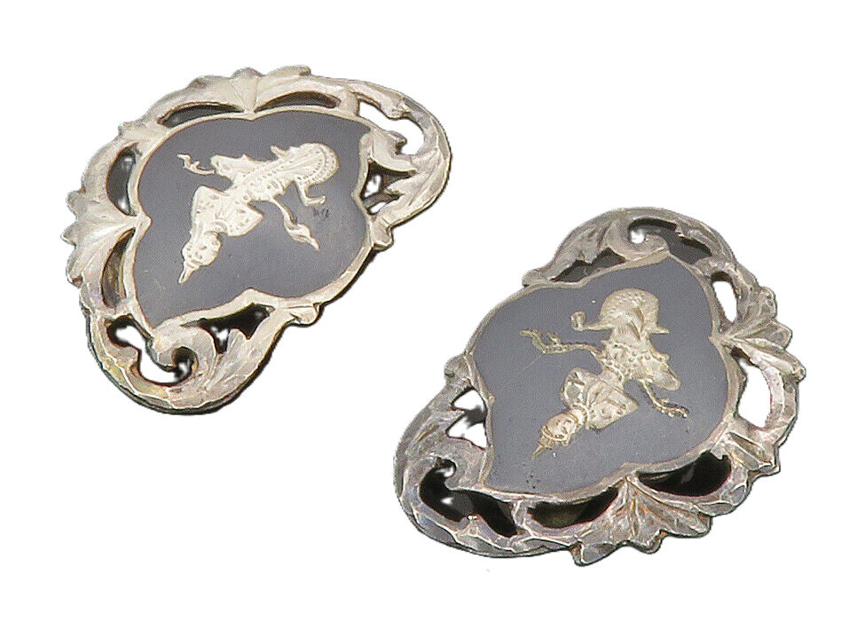 SIAM 925 Sterling Silver  Vintage Enamel Dancer Non Pierce Earrings  EG6951