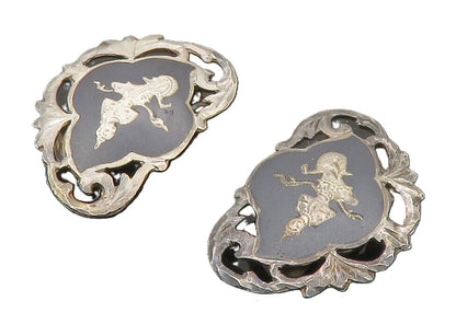 SIAM 925 Sterling Silver  Vintage Enamel Dancer Non Pierce Earrings  EG6951