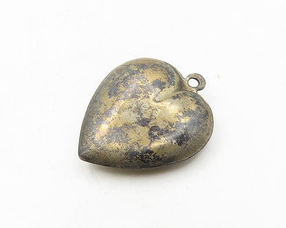 925 Sterling Silver  Vintage US Military Heart Dark Tone Pendant  PT14971