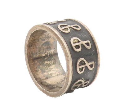925 Sterling Silver Vintage Ring MEXICO 360 Etched '&' Enameled Sz 8  RG27831