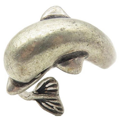 925 Sterling Silver  Vintage Leaping Dolphin Motif Bypass Ring Sz 5.5  RG11286