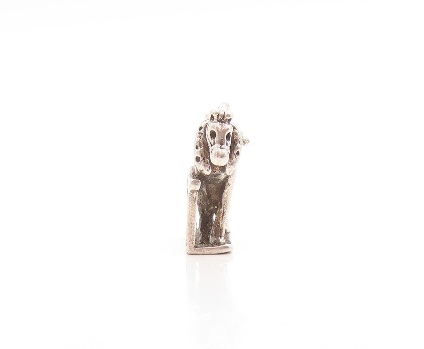 925 Sterling Silver Vintage Pendant Dark Tone Horse In Stable  PT23718
