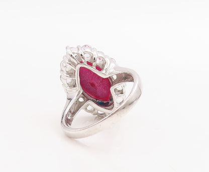 925 Sterling Silver Vintage Ring Marquise Cut Gemstone Halo CZ  Sz 7  RG30976