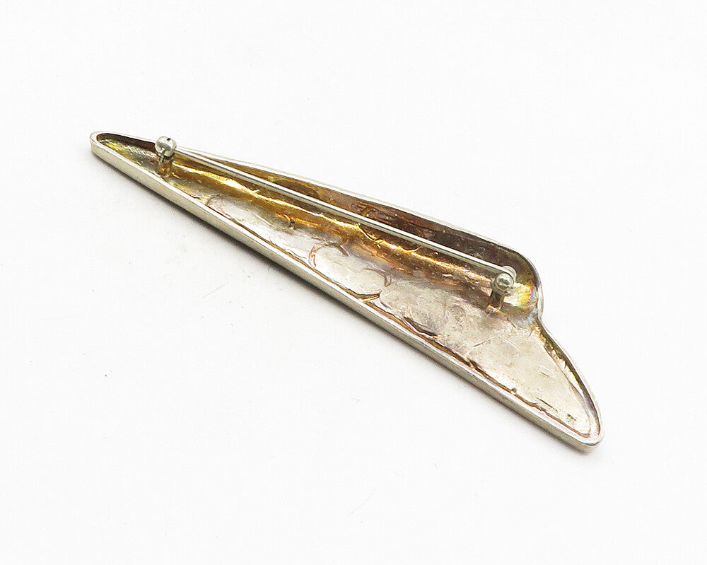 NR 925 Sterling Silver  Vintage Enamel Coated Swirl Vine Brooch Pin  BP4033
