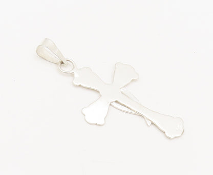 925 Sterling Silver  Vintage Hammered Cross Cut Fish Back Pendant  PT22362