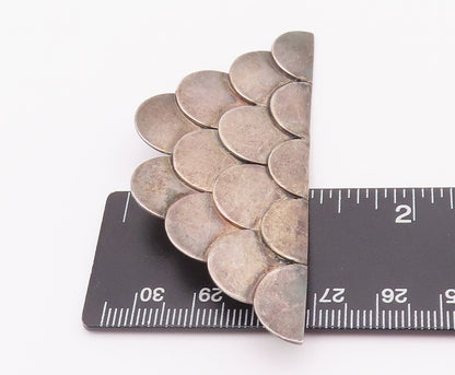925 Sterling Silver Vintage Brooch Pin Designer Solid Coin Pyramid  BP10766