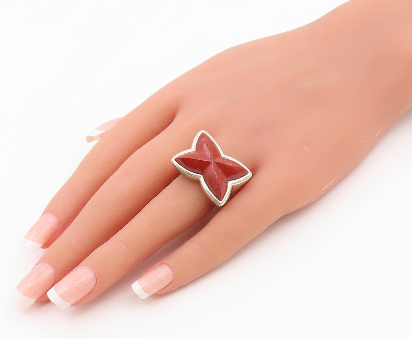 925 Sterling Silver Vintage Ring WHITNEY KELLY Red Jasper Star  Sz 6  RG36605