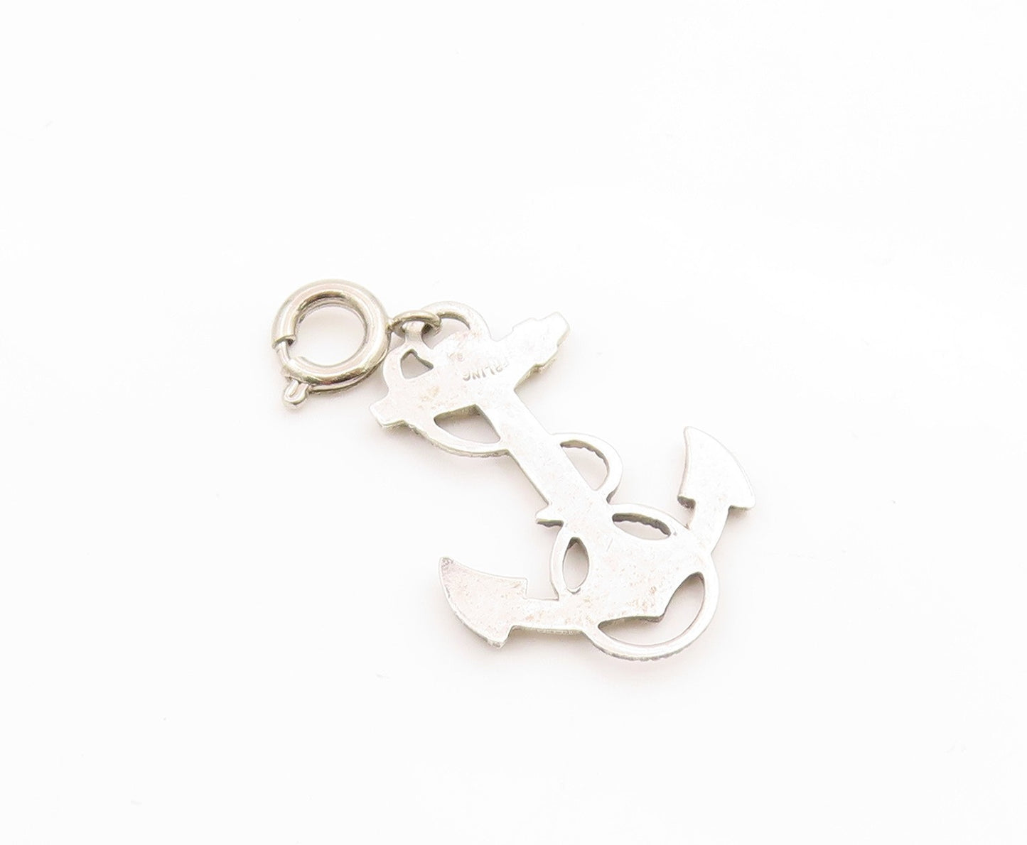 925 Sterling Silver Vintage Pendant Etched Nautical Marine Anchor Charm  PT25934