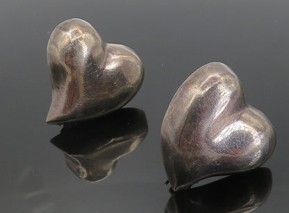 MEXICO 925 Sterling Silver  Vintage Love Heart Non Pierce Earrings  EG3951