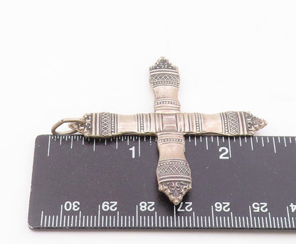 TOWLE 925 Silver  Vintage Detailed Religious Cross Ornate Pendant  PT20858